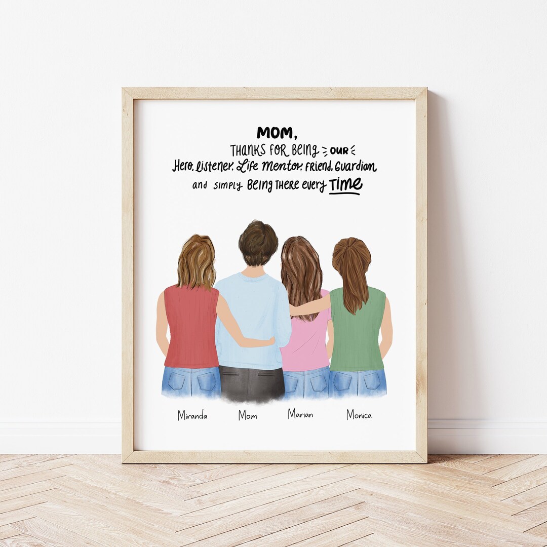 Personalized Framed Wall Art Mom and Daughters, Mother's Day Gift Idea ...