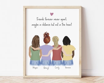 Personalized Framed Wall Art Best Friends, Birthday gift idea, sisters illustration, friends print, customizable gift