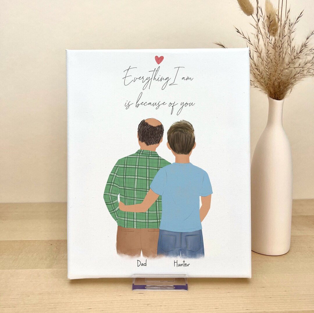 Personalized Wall Art on Canvas Dad and Son, Father's Day Gift Idea ...