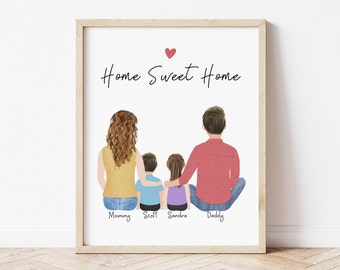 Personalized Framed Wall Art for Family with toddler, Mother's Day gift, Mom gift idea, Dad and kids print art, Anniversary gift for Family