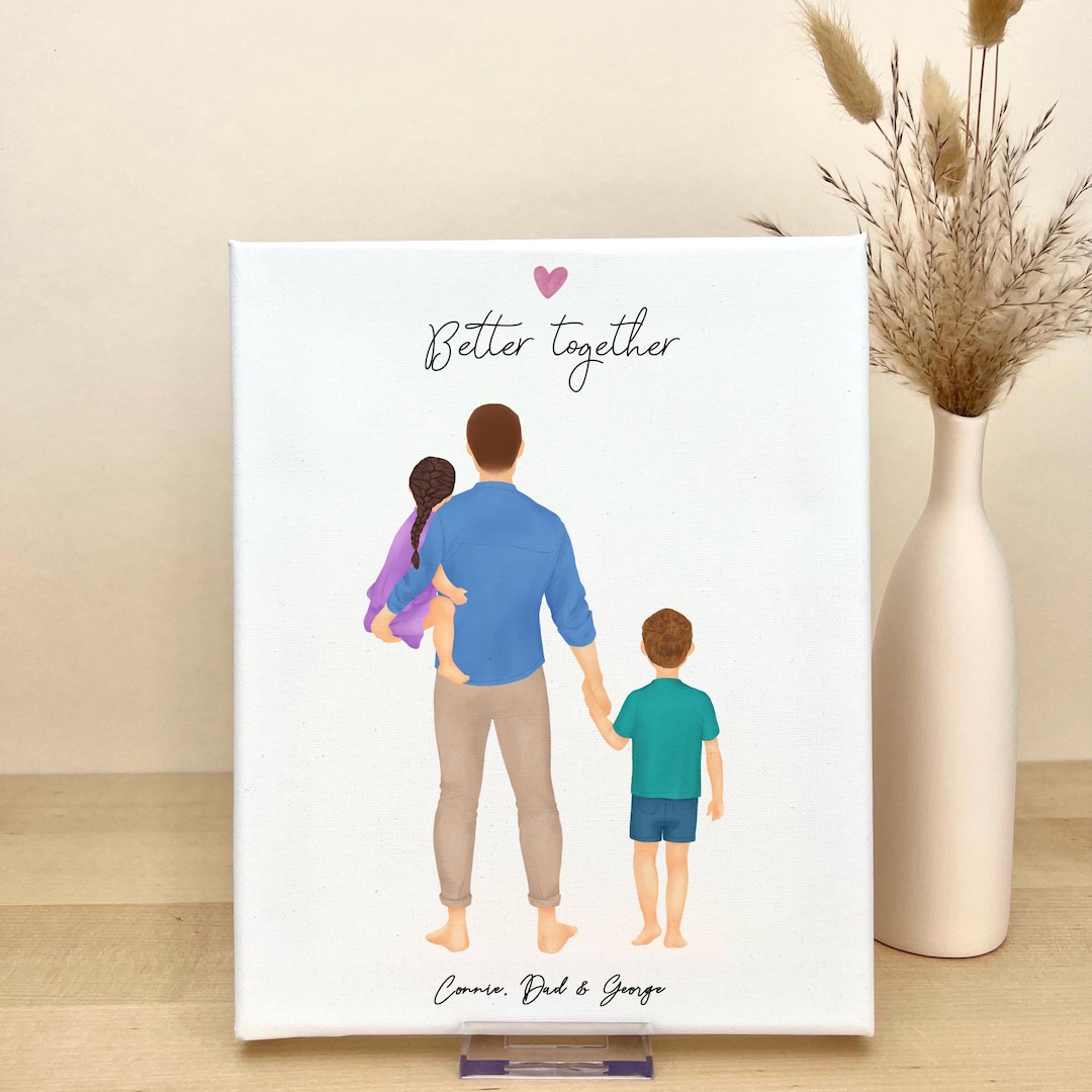 Personalized Canvas Artwork for Dad and Kids, Birthday Gift for Dad ...