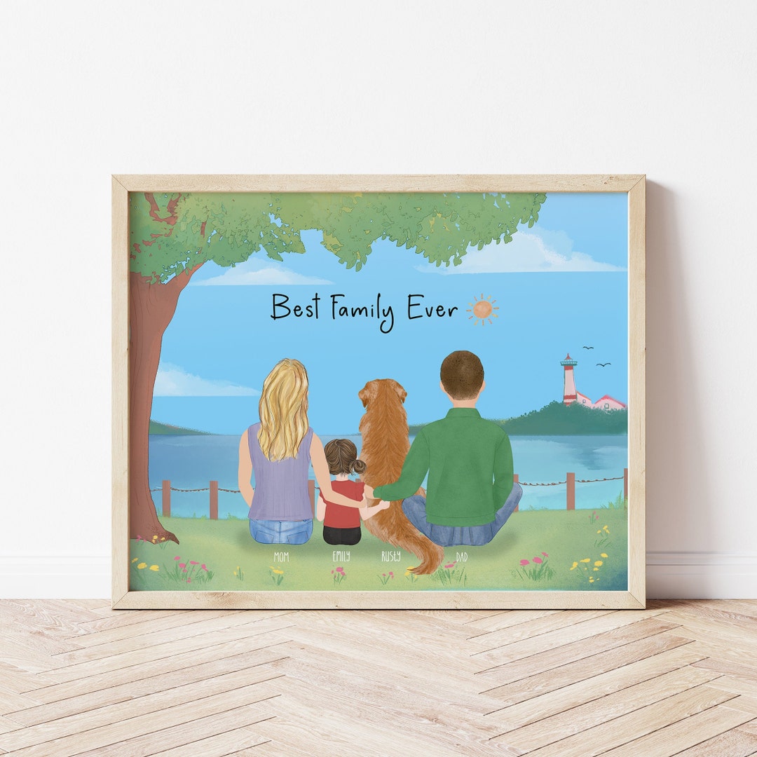 Personalized Framed Wall Art Family With Red and Toddler, Birthday Gift ...