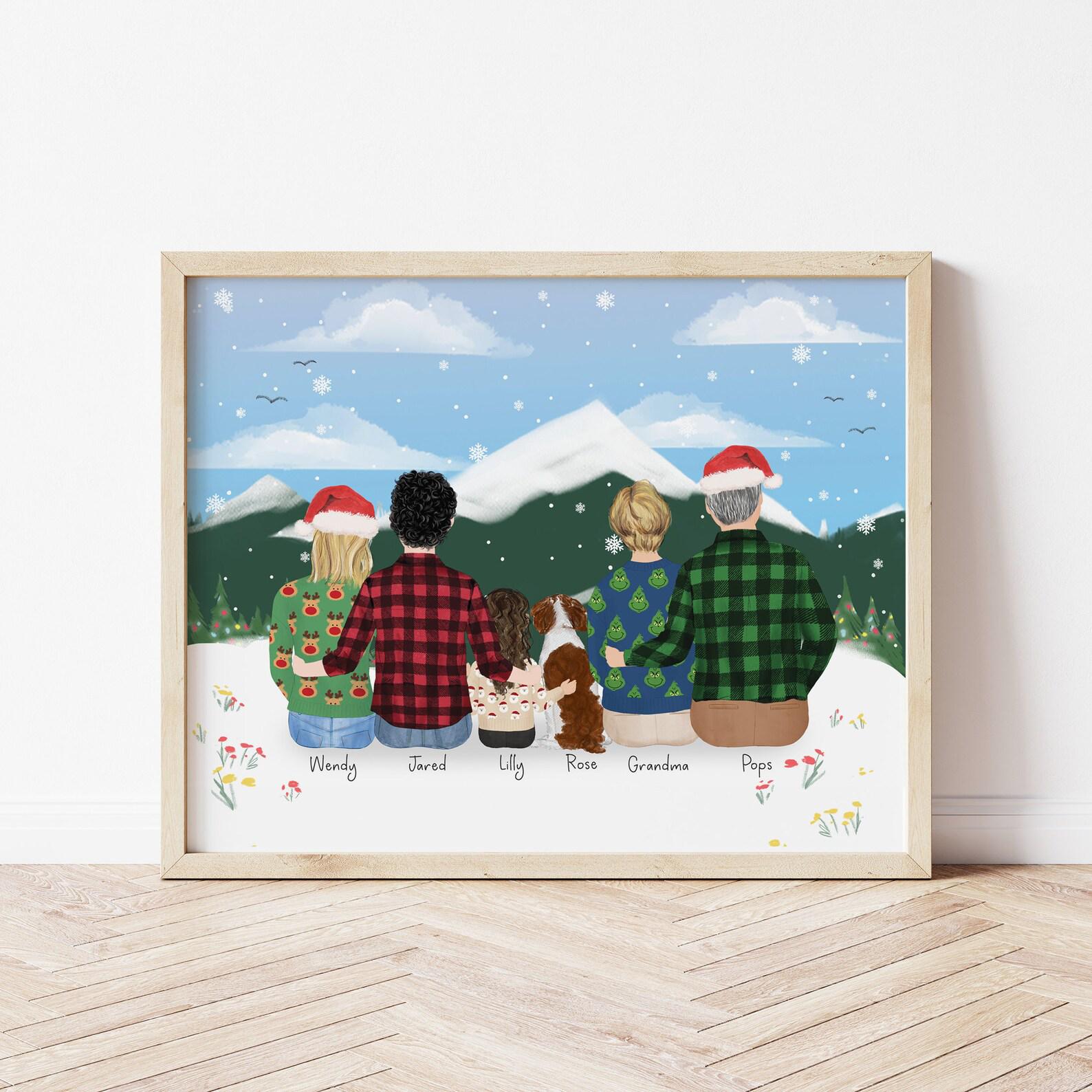 Personalized Framed Wall Art for the Family, Christmas gift idea, Family portrait, Mom Gift Idea, Gift for the family from daughter