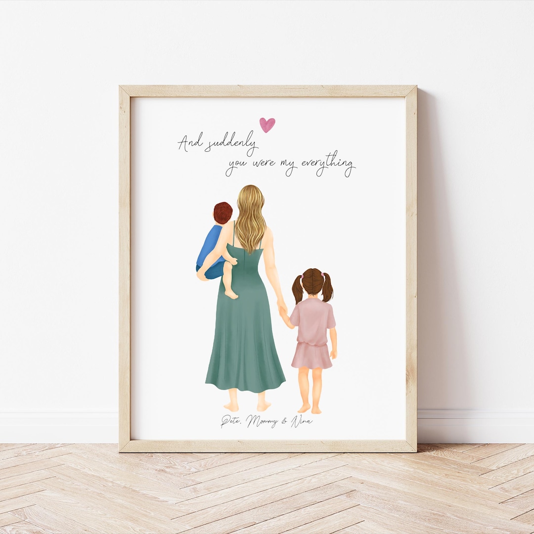 Personalized Framed Wall Art Mother Son and Daughter, Mother's Day Gift ...