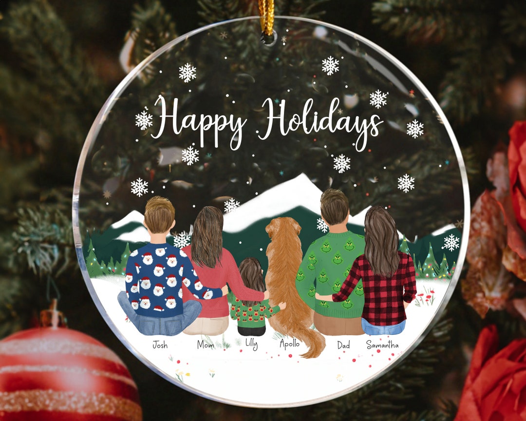 Personalized Christmas Acrylic Ornament for Family, Customizable Family ...