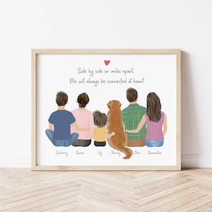 Personalized Framed Family and pets Wall Art, Family portrait gift, Mother's day gift idea, Mom gift from daughter, family Birthday gift