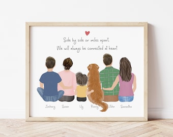 Personalized Framed Family and pets Wall Art, Family portrait gift, Mother's day gift idea, Mom gift from daughter, family Birthday gift