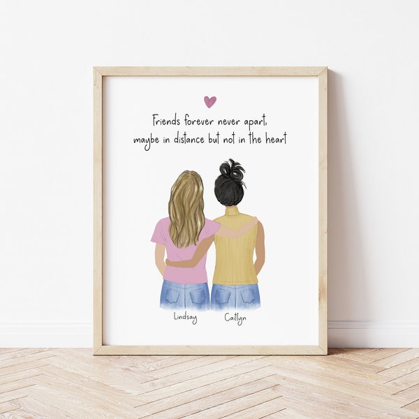 Personalized Framed Wall Art for friends, Best friends gift idea, print art for roommates, Birthday gift for BFF, sisters artwork