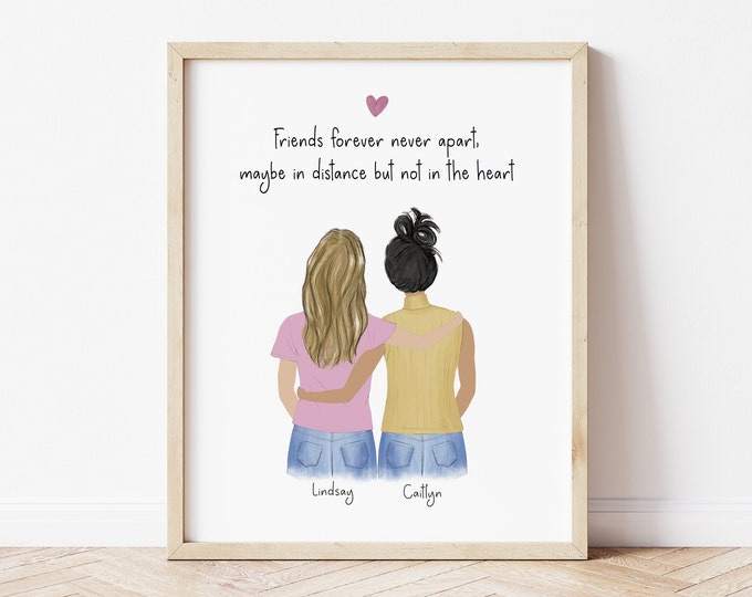 Personalized Framed Wall Art for friends, Best friends gift idea, print art for roommates, Birthday gift for BFF, sisters artwork