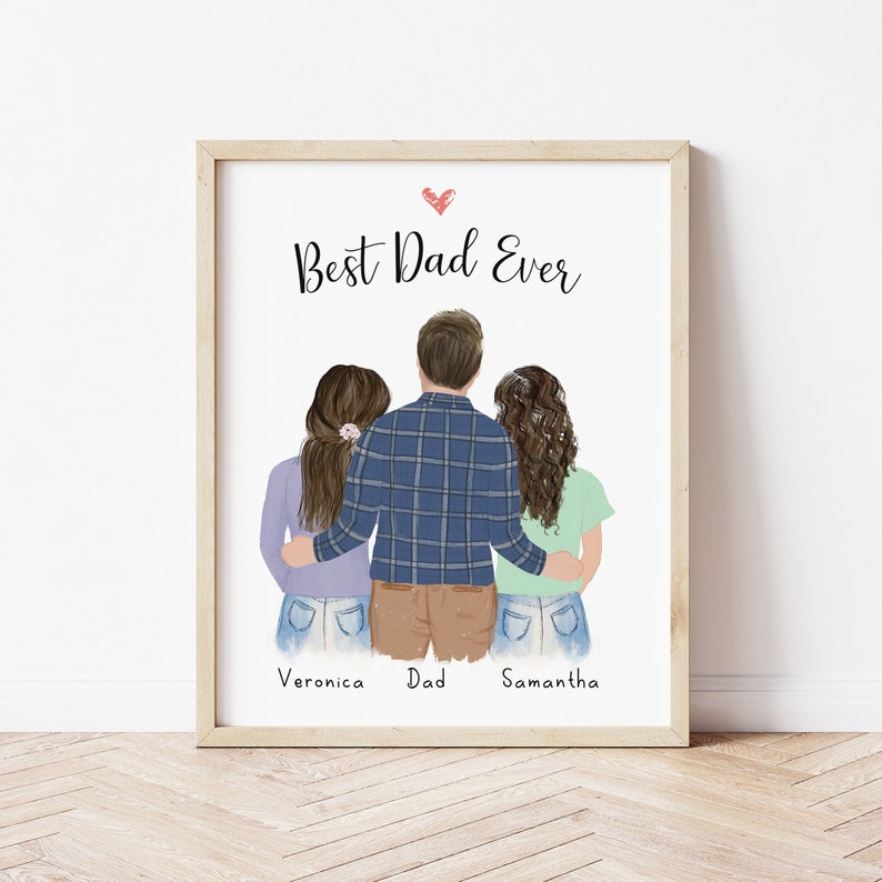 Personalized Framed Wall Art Dad and daughters Dad gift from image 1