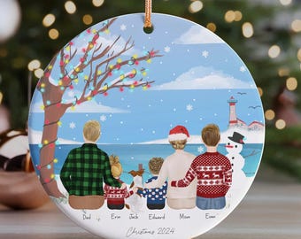 Personalized Christmas Ornament for Family, Customizable family gift, Family gift from daughter, Christmas gift idea, Family and Dog art
