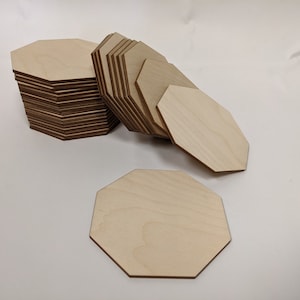Wood Johns Shape Shop™ - Wood Octagons - 3" 4" Shapes Unfinished Plain Birch for Crafts Coasters Ornaments