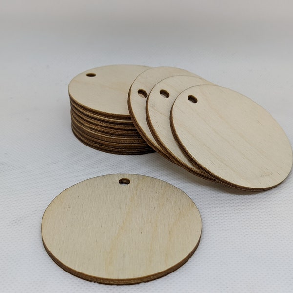 Wood Johns Shape Shop™ - Wood Circles with Holes - 1" 1.5"  2'" 2.5" 3" 3.5" 4" 5" Shapes Unfinished Plain Birch