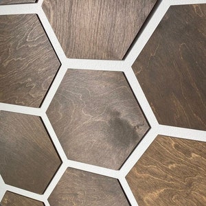 Stained Birch Hexagons 10.5" - Wood Tile Panel Cutouts Wall Décor