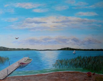 Brookside Evening Original Art  Minnesota inspired Lakeside Painting