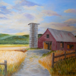 Barn and Silo Art print from Original Art