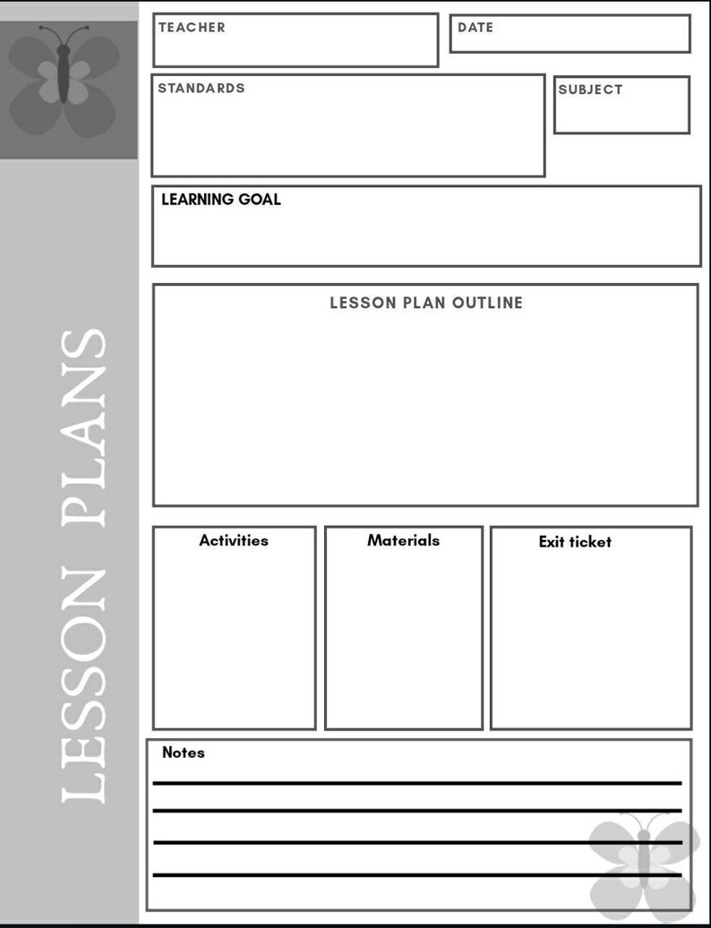 Lesson Plan Template EDITABLE Etsy