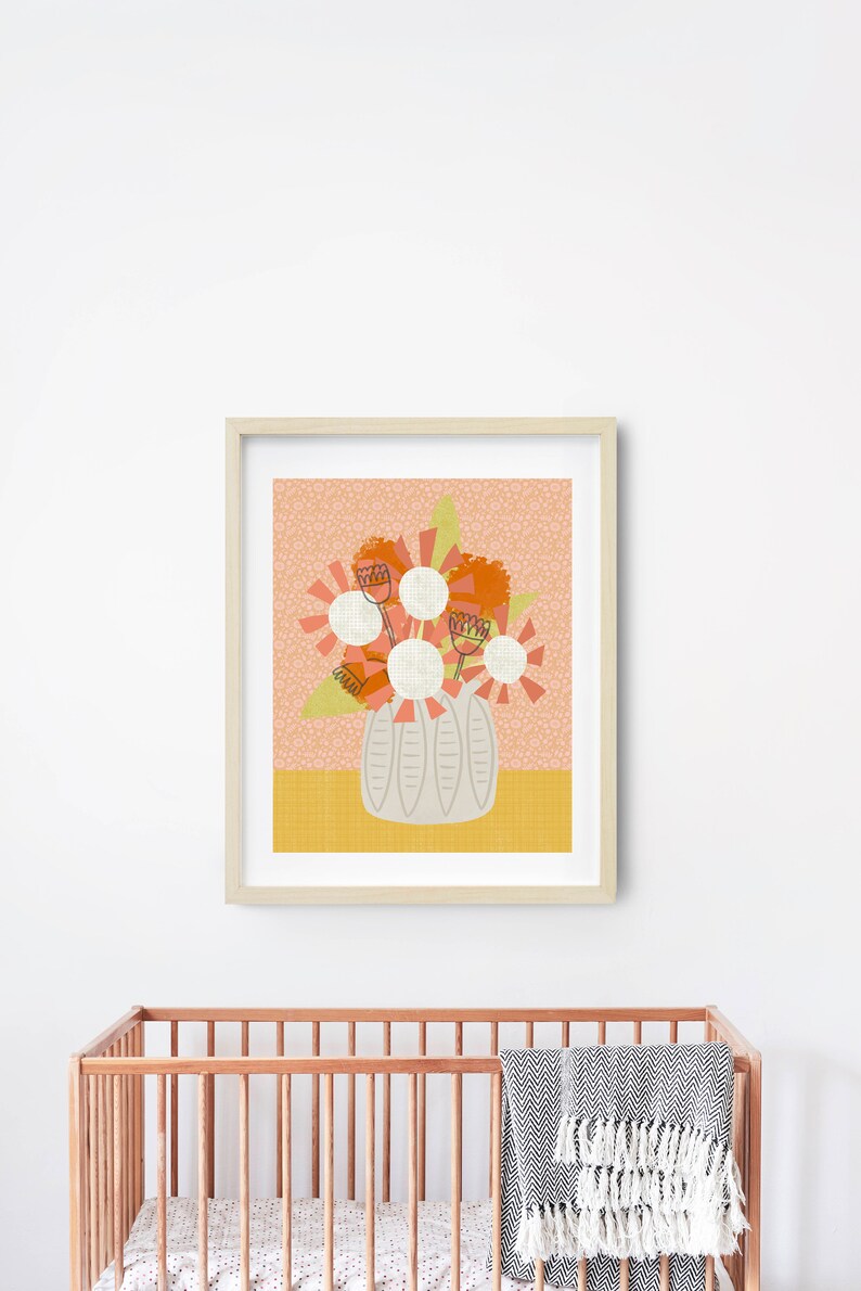 Scandinavian Art Mid Century Modern Art Modern Botanical Etsy