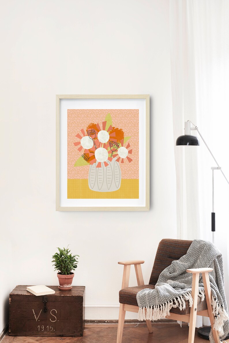 Scandinavian Art Mid Century Modern Art Modern Botanical Etsy