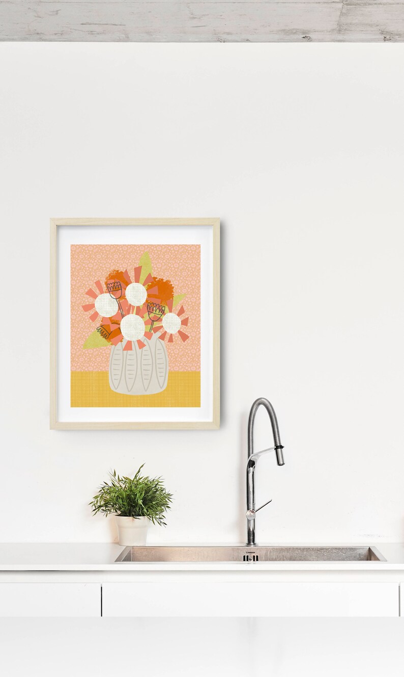 Scandinavian Art Mid Century Modern Art Modern Botanical Etsy
