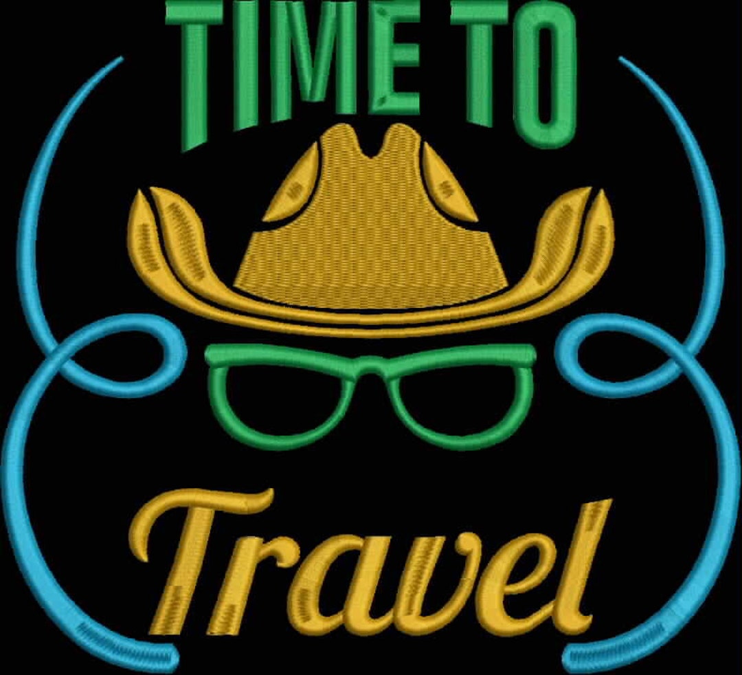 Time to Travel Embroidery Design 4 Sizes Designsbyhocane Etsy