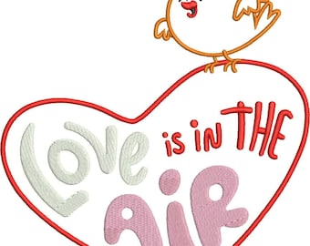 Love is in the Air Embroidery Design (Valentine) - 4 Sizes - Machine Emb. Design, Embroidery Patterns - Instant Download