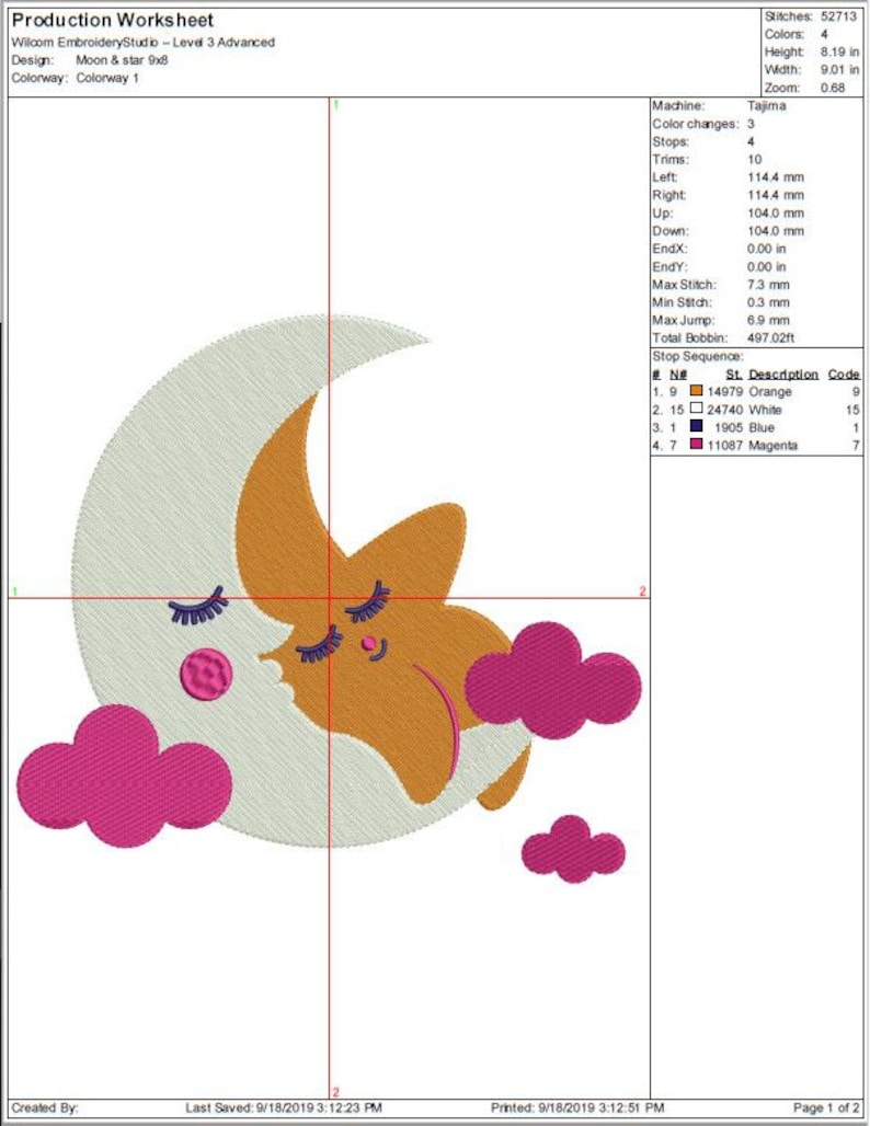 Moon /& Star Love Embroidery Design DesignsbyHocane 4 Hoop Sizes
