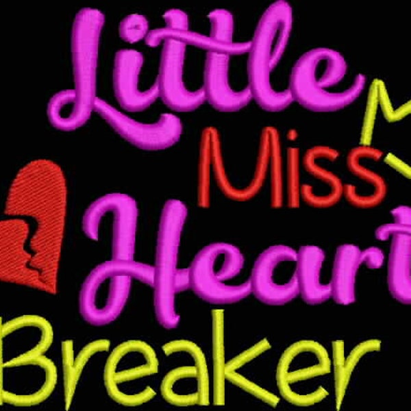 Kleine Miss Herz Breaker - Stickerei-Design - 4 Größen - DesignsbyHocane - Maschine Stickerei Design - Instant Download