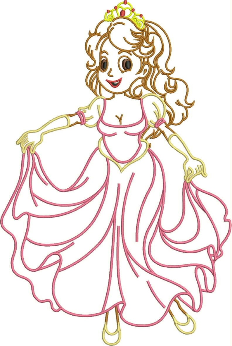 Princess Embroidery Design 4 Sizes Designsbyhocane Etsy