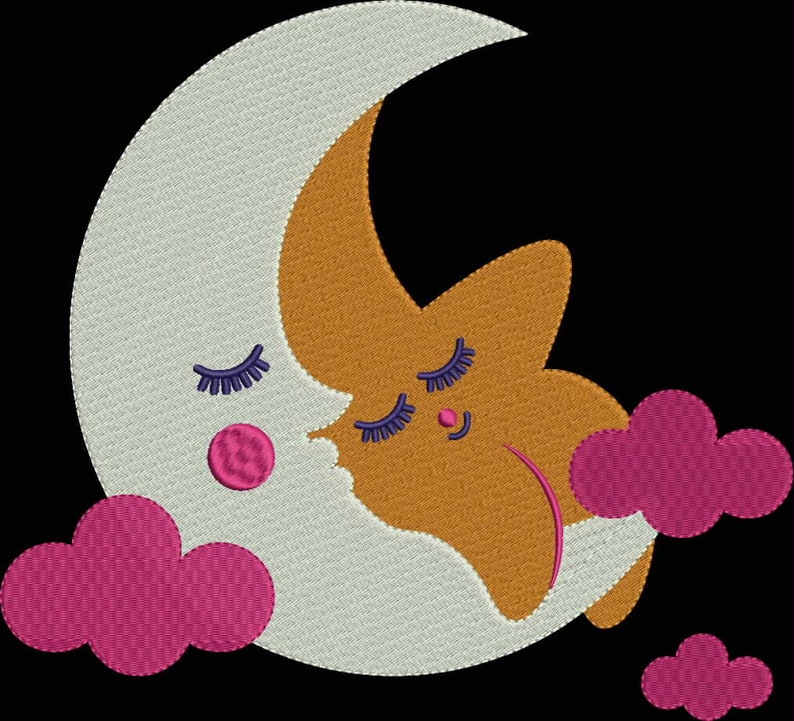 Moon /& Star Love Embroidery Design DesignsbyHocane 4 Hoop Sizes