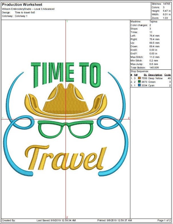 Time to Travel Embroidery Design 4 Sizes Designsbyhocane Instant
