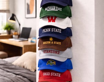 Dorm Room Hat Organizer Baseball Cap Wall Display College Decor for Guys Wood Hat Rack Teen Boy Room Move In Gift College Student Dorm Decor