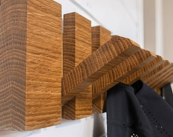 Solid Oak Entryway Rack Wooden Wall Hook For Clothing, Bag & Backpack Hanger Mudroom Organizer For Hat Jacket Bedroom Closet Piano Coat Rack