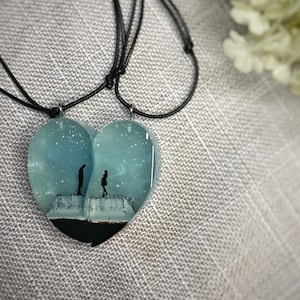 Couples Necklace Matching Heart Necklace Him Her, Boyfriend Girlfriend Pairing Gift, Wedding Anniversary Engagement Christmas Valentine Gift