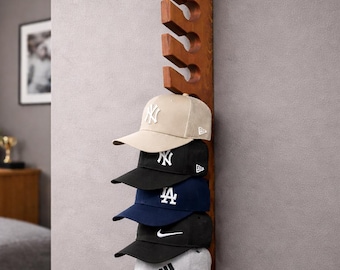 Boys Room Hat Organizer Cap Rack For Teenage Son Baseball Hat Rack Dorm Room Decor Sport Gift For Grandson Kid Closet Wooden Hook Wall Mount