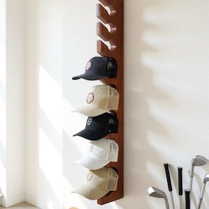 Wooden Hat Rack for Baseball Cap Wall Mount Hat Holder Gift for Men Golf Cap Holder Birthday Gift Husband Christmas Entryway Storage Hanger image 10
