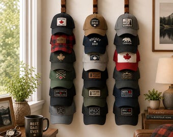 Baseball Cap Organizer Gift For Him Cap Collection Display Rack For Trucker Wooden Wall Mount Rack For Golfer Dad Sport Coach Husband Gift