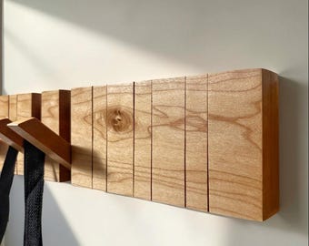 Mudroom Hanger Piano Coat Rack Maple Wood Hook For Wall Entryway Organizer Clothing Hanger Foldable Flip Down Hook For Hat Robe Scarf Belt