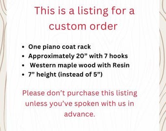 Custom 7 hooks Piano Coat Rack With Blue Resin 20" L 7" H