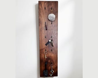 Wooden Vertical Key Hanger For Wall Entryway Key Holder Solid Walnut Wood Key Organizer For Entryway Modern Farmhouse Decor Home Buyer Gift