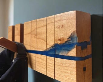 Wall Piano Coat Rack With Resin Wooden Coat Hook Modern Wall Mounted Entryway Organizer For Jacket Umbrella Hat Bag Hallway Flip Down Hanger