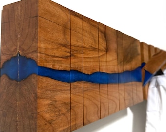 Unique Wooden Coat Rack With Resin Wall Mount Piano Key Coat Hanger Entryway Organizer Modern Hook For Wall Flip Down Organizer Maple Wood