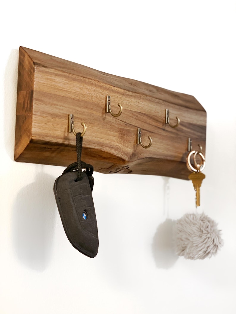 Walnut Key Rack Key Holder for Wall Solid Wood Key Rack for Entryway Modern Farmhouse ...
