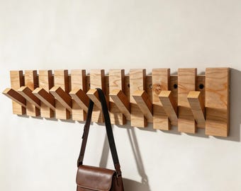 Modern Scandinavian Coat Rack Wooden Hook Wall Rack For Jacket Hat Umbrella Bag Organizer For Entryway Coat Hanger Natural Solid Maple Wood