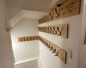 Wall Rack For Entryway Organizer Hallway Hanger Solid Natural Maple With 5 Metal Hook Scandinavian Storage For Bag Sport Gear Backpack Coat