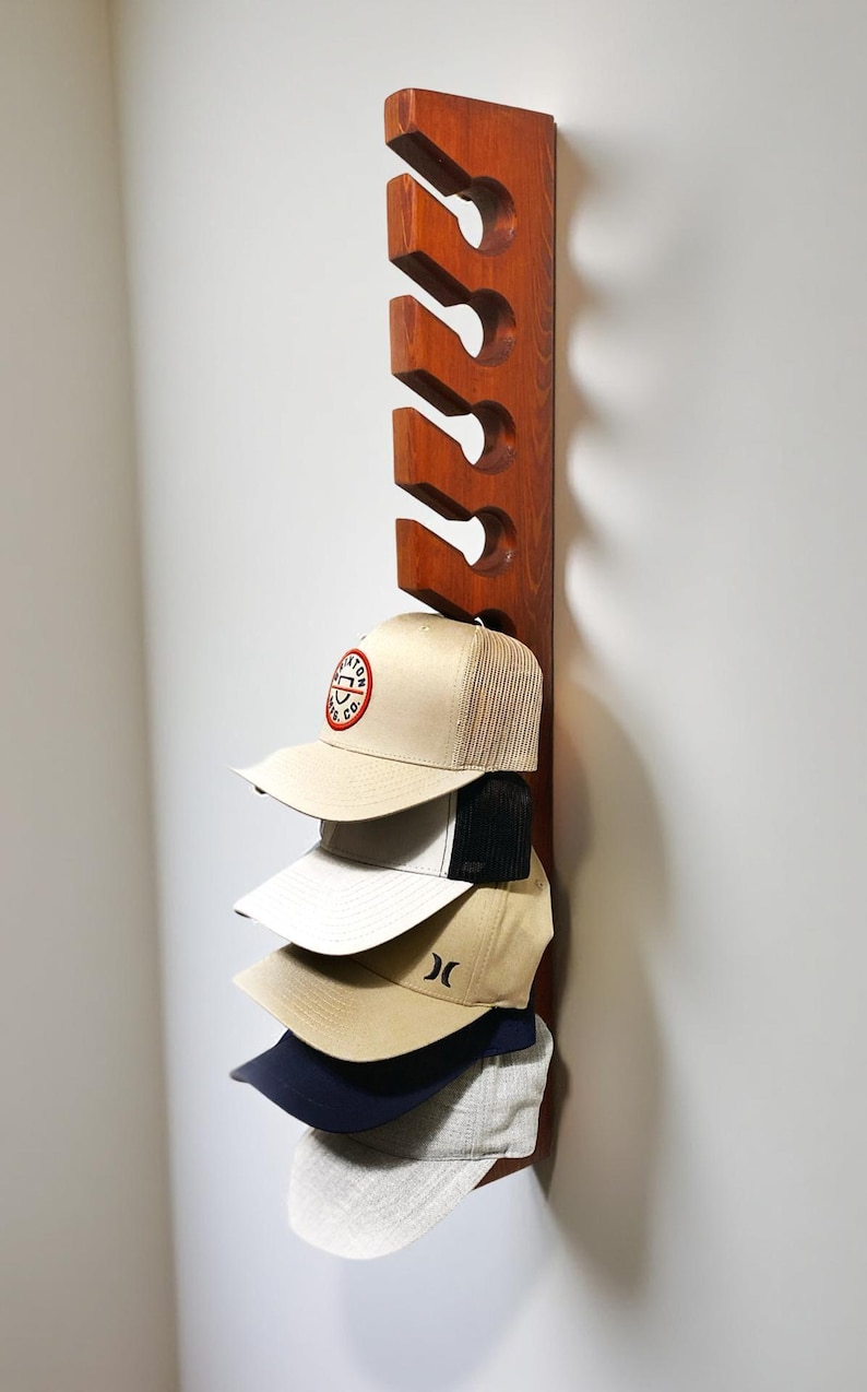 Wooden Hat Rack for Baseball Cap Wall Mount Hat Holder Gift for Men Golf Cap Holder Birthday Gift Husband Christmas Entryway Storage Hanger image 13