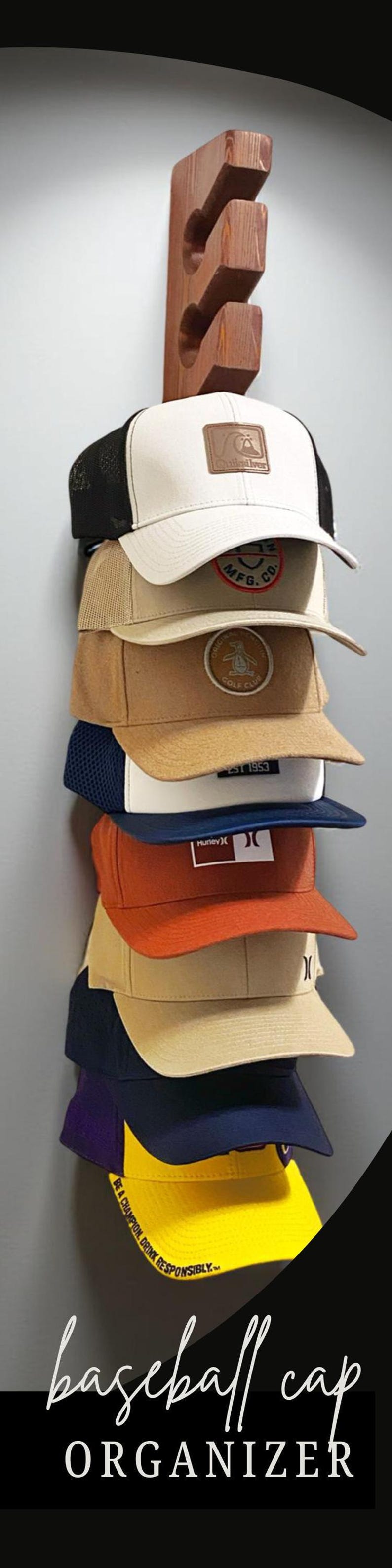 Wooden Hat Rack for Baseball Cap Wall Mount Hat Holder Gift for Men Golf Cap Holder Birthday Gift Husband Christmas Entryway Storage Hanger image 14