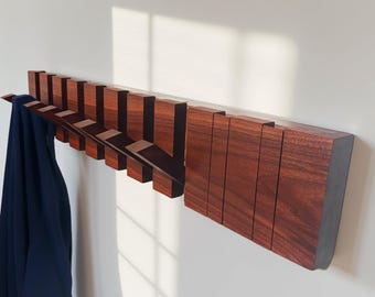 Walnut Coat Hooks Entryway Piano Key Rack Hall Hanger Coat Rack For Doorway Wall Mounted Magnetic Fold Down Organizer For Coat Bag Robe Hat