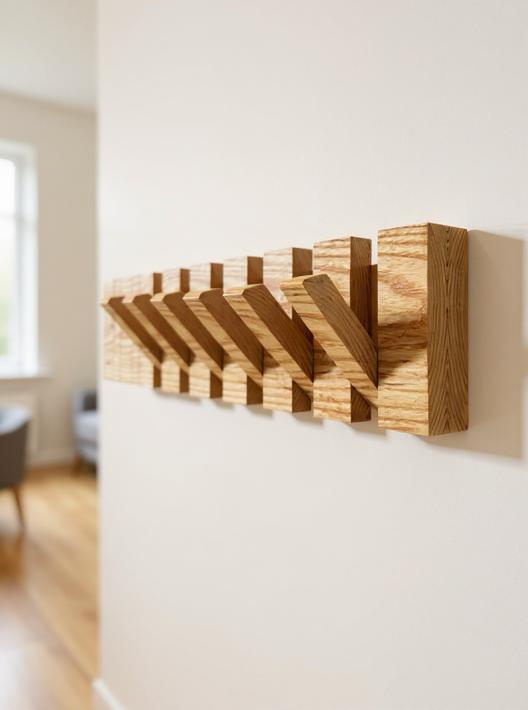 Ash Wood Piano Key Rack Modern Scandinavian Coat Hook Minimal Folding 