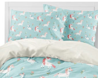 teal unicorn bedding